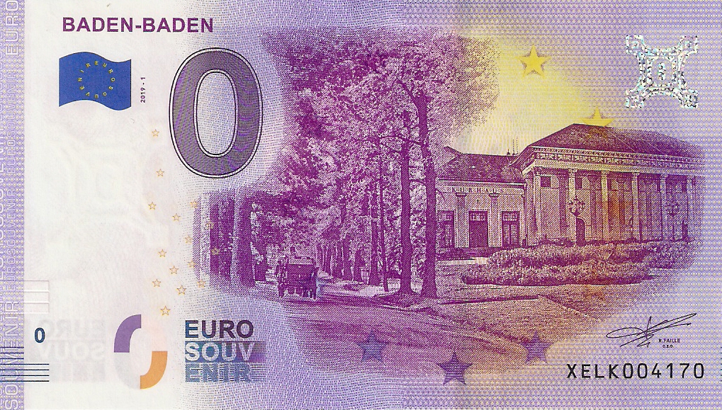 0 Euro biljet Duitsland 2019 - Baden Baden