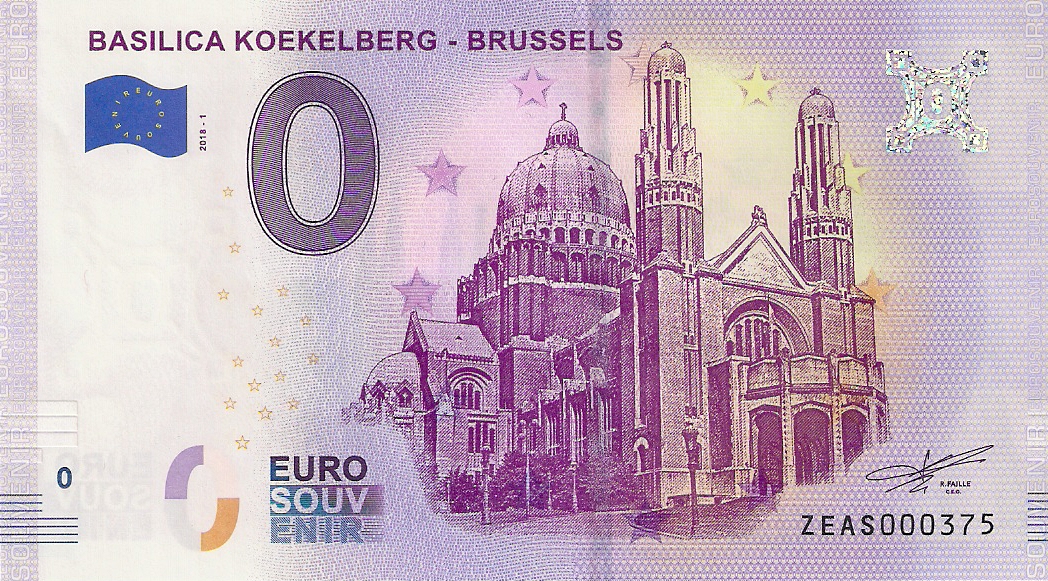 0 Euro biljet België 2018 - Basilica Koekelberg