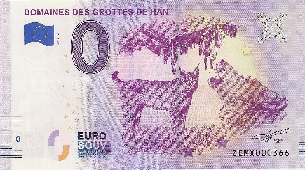 0 Euro biljet België 2018 - Domaine des Grottes de Han