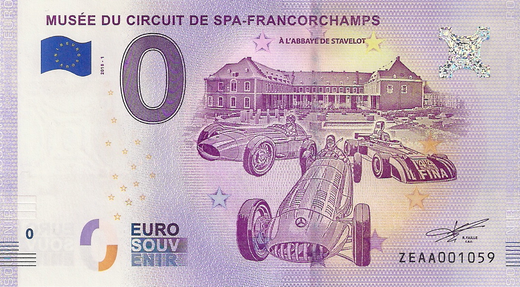 0 Euro biljet België 2018 - Musee du Circuit Spa-Francorchamps