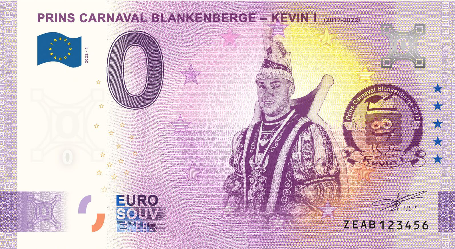 0 Euro biljet België 2022 - Prins Carnaval Blankenberge