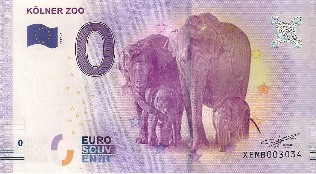 0 Euro biljet Duitsland 2017 - Kölner Zoo I