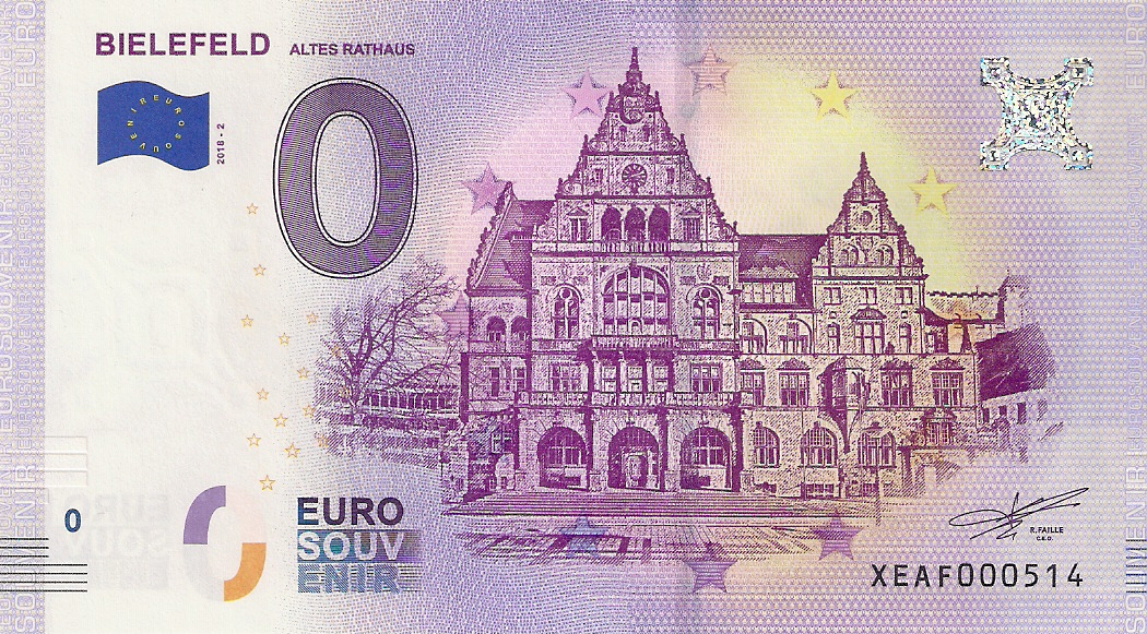 0 Euro biljet Duitsland 2018 - Bielefeld Altes Rathaus