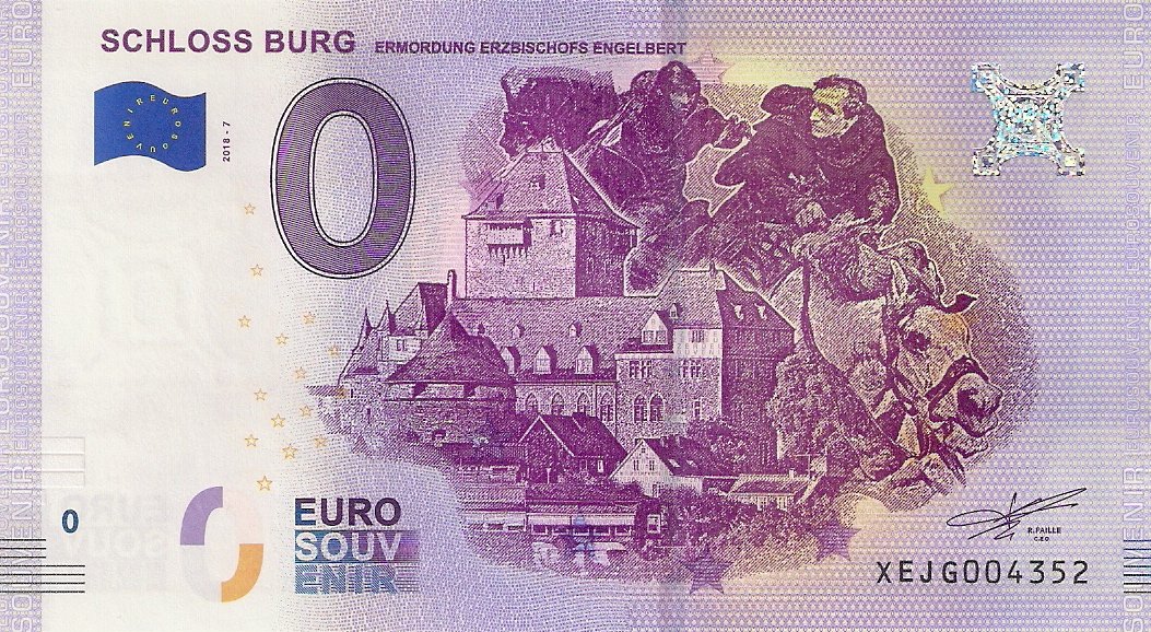 0 Euro biljet Duitsland 2018 - Schloss Burg - Ermordung Erzbischofs Engelbert