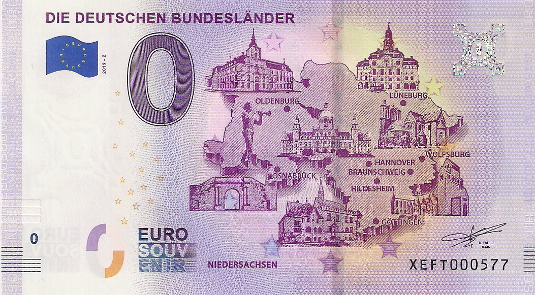 0 Euro biljet Duitsland 2019-2 - Bundesländer - Niedersachsen