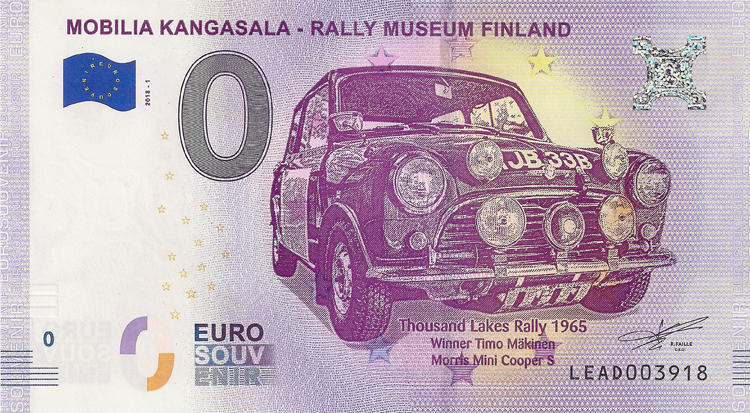 0 Euro Biljet Finland 2018 - Mobilia Kangasala - Rally Museum Finland
