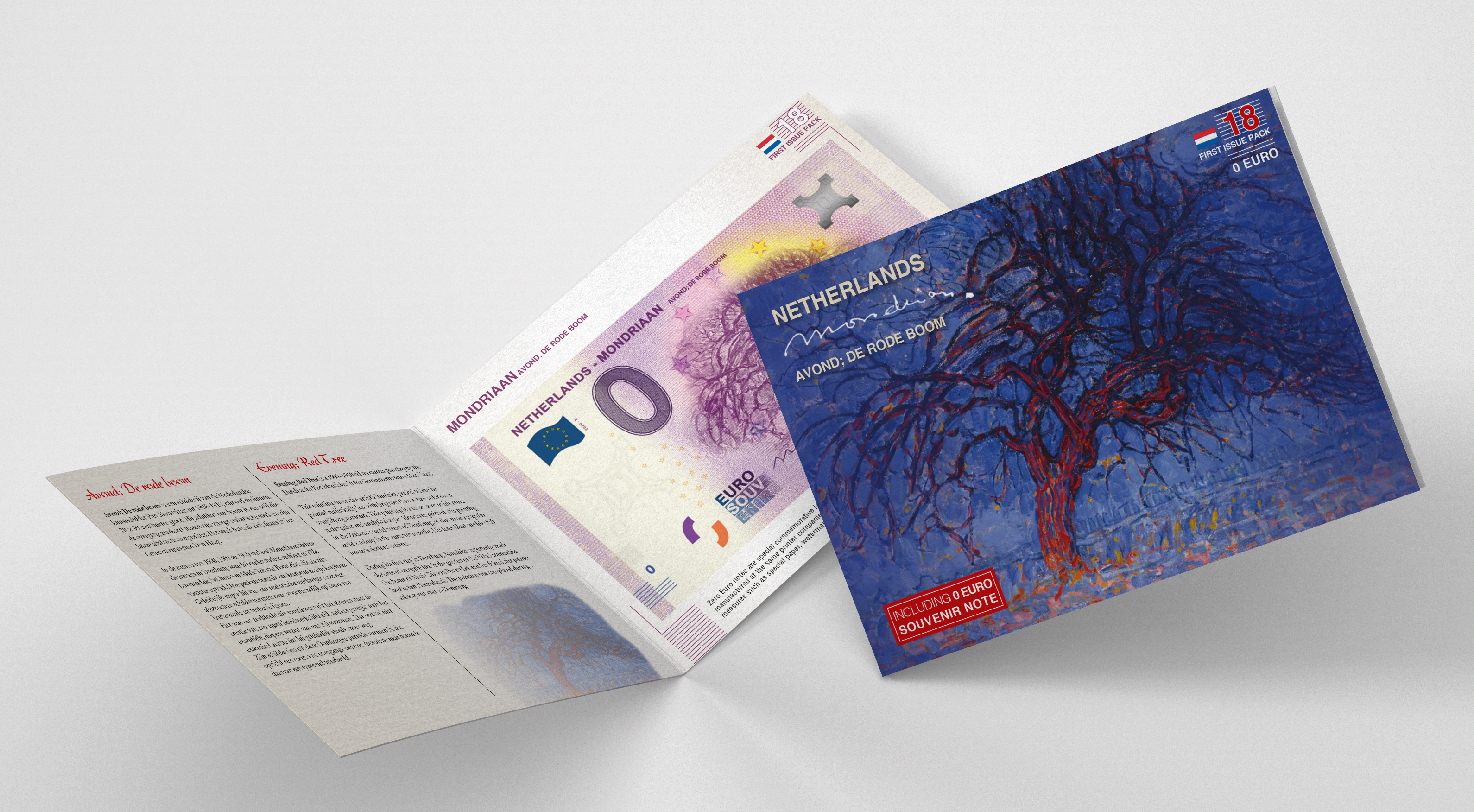 0 Euro biljet Nederland 2020 - Mondriaan Avond; de rode boom LIMITED EDITION FIP#18