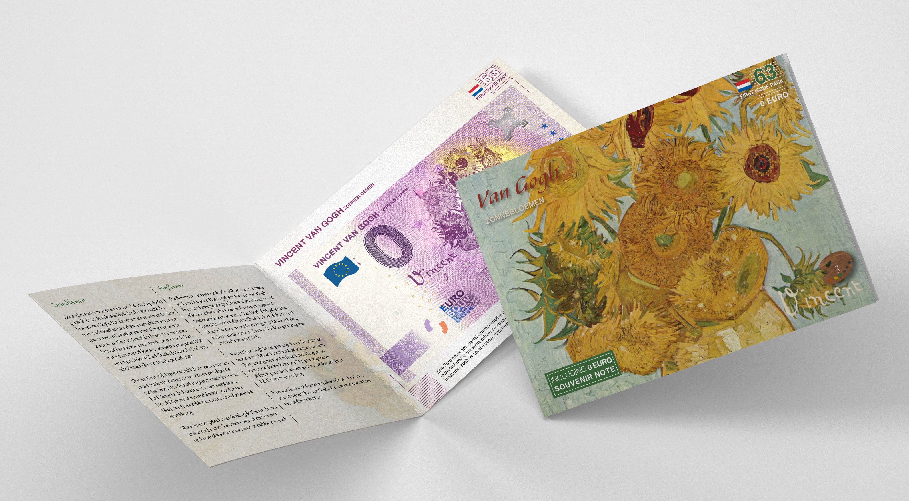 0 Euro biljet Nederland 2022 - Van Gogh Zonnebloemen LIMITED EDITION FIP#63