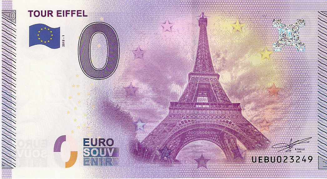 0 Euro biljet Frankrijk 2015 - Tour Eiffel