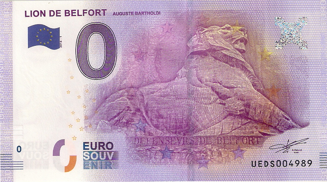 0 Euro biljet Frankrijk 2016 - Lion de Belfort