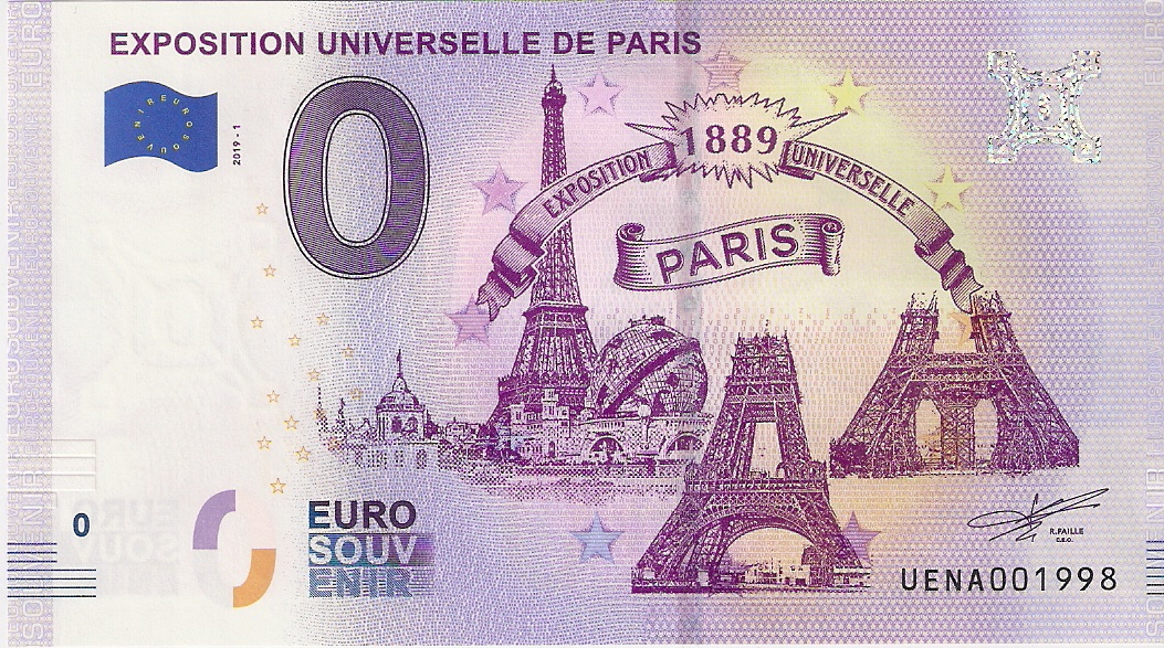 0 Euro biljet Frankrijk 2019 - Exposition Universelle de Paris