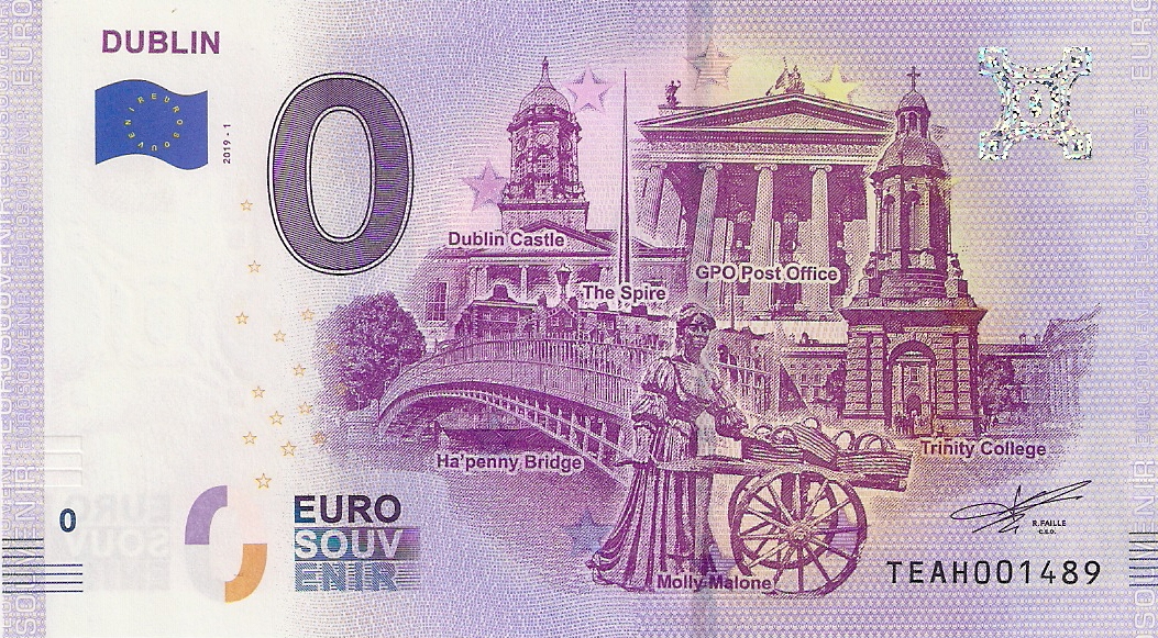 0 Euro biljet Ierland 2019 - Dublin