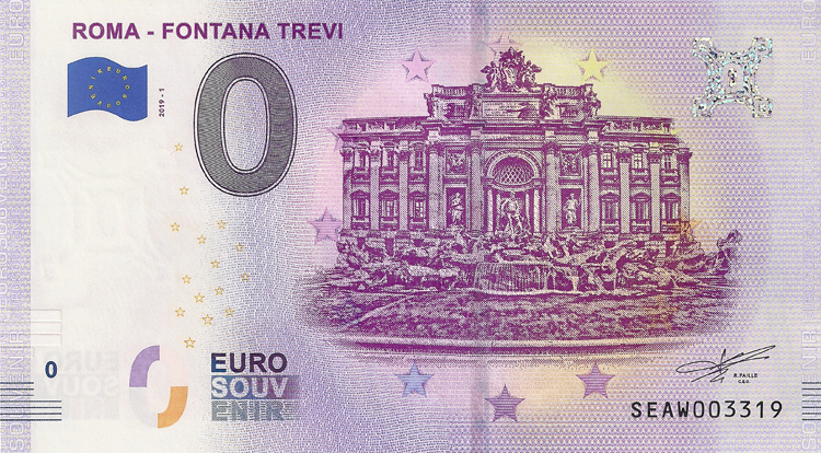 0 Euro Biljet Italië 2019 - Fontana Trevi