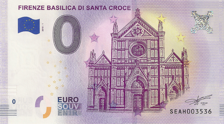 0 Euro Biljet Italië 2018 - Firenze Basilica di Sante Croce