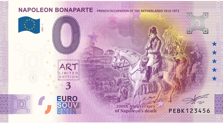 0 Euro biljet Nederland 2021 - Napoleon Bonaparte LIMITED EDITION FIP#47