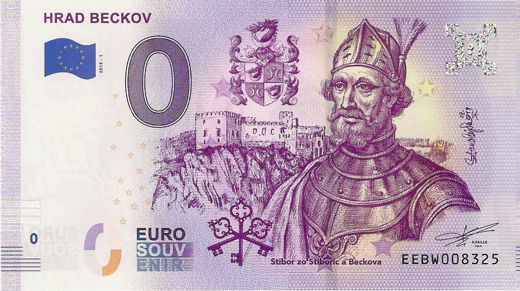 0 Euro biljet Slowakije 2019 - Hrad Beckov
