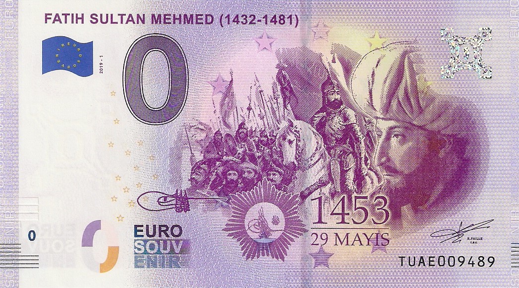 0 Euro biljet Turkije 2019 - Fatih Sultan Mehmed (1432-1481)