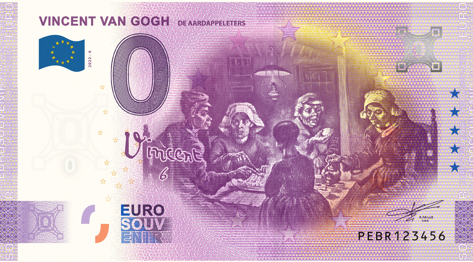 0 Euro biljet Nederland 2022 - Van Gogh De Aardappeleters LIMITED EDITION FIP#68