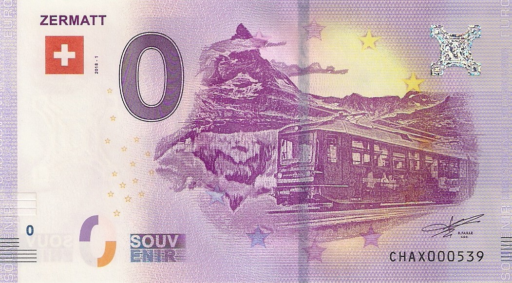 0 Euro biljet Zwitserland 2018 - Zermatt