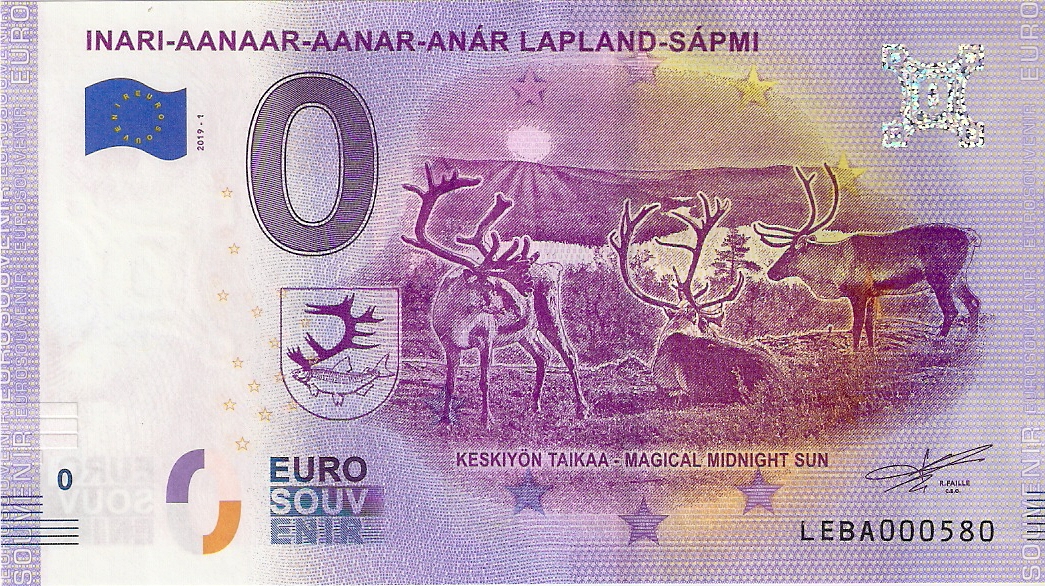 0 Euro billjet Finland 2019 - Inari Lapland