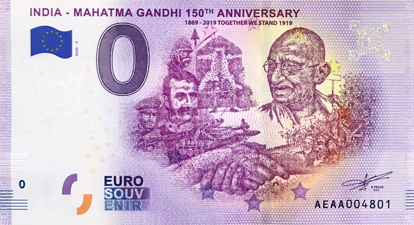 0 Euro biljet India 2020 - Mahatma Gandhi 5 - Together we stand