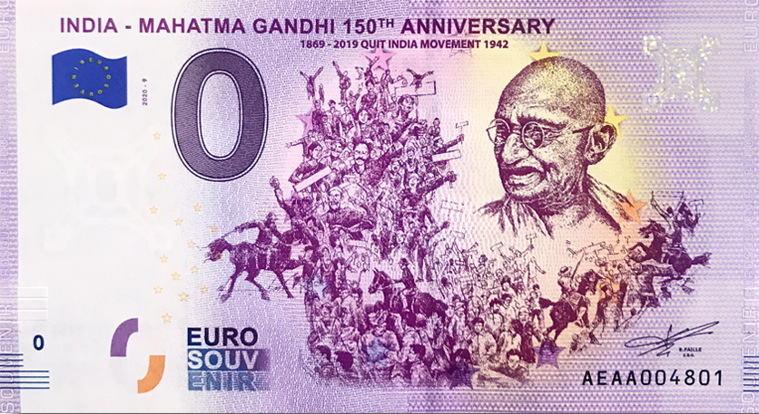 0 Euro biljet India 2020 - Mahatma Gandhi 9 - Quit India Movement
