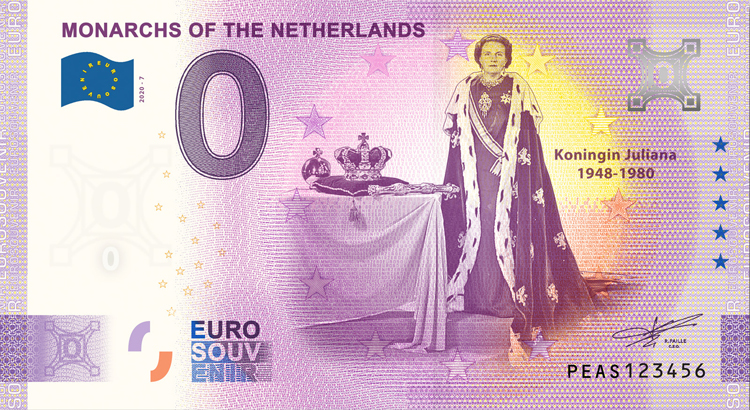 0 Euro biljet Nederland 2020 - Koningin Juliana LIMITED EDITION FIP#28