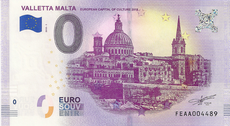 0 Euro Biljet Malta 2018 - Valletta Malta