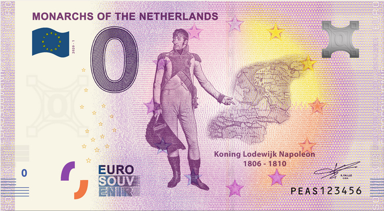 0 Euro biljet Nederland 2020 - Koning Lodewijk Napoleon LIMITED EDITION FIP#19