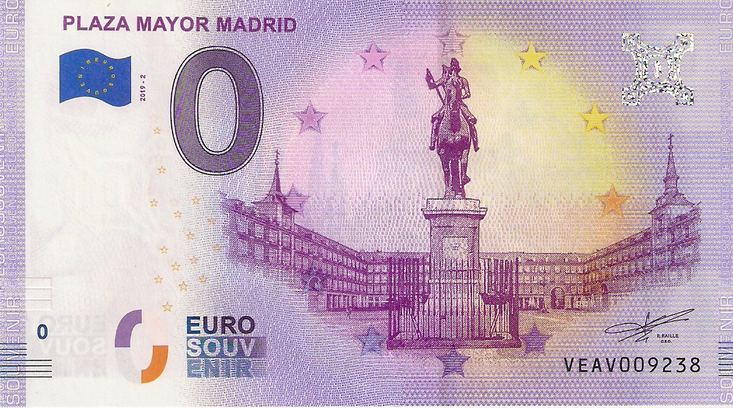 0 Euro biljet Spanje 2019 - Plaza Mayor Madrid