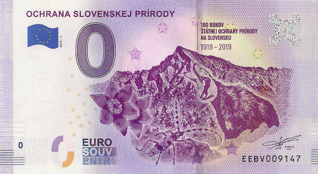 0 Euro biljet Slowakije 2019 - Ochrana Slovenskej Prirody