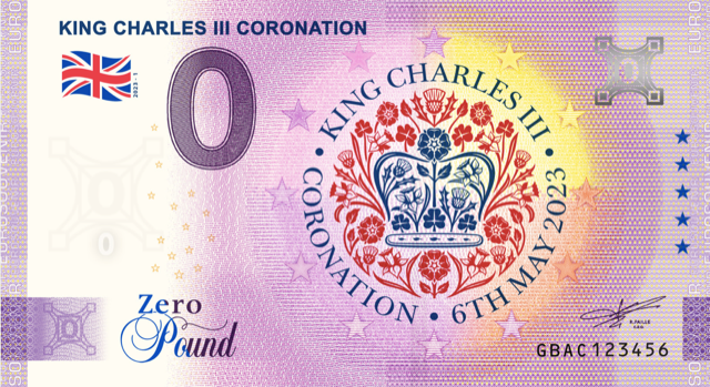 0 Pound biljet Engeland 2023 - King Charles III Coronation