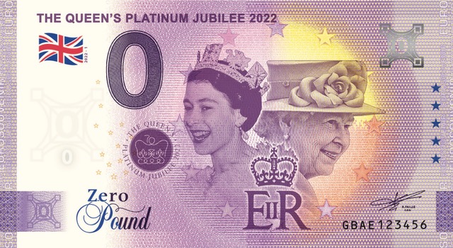 0 Pound biljet Engeland 2022 - The Queen's Platinum Jubilee