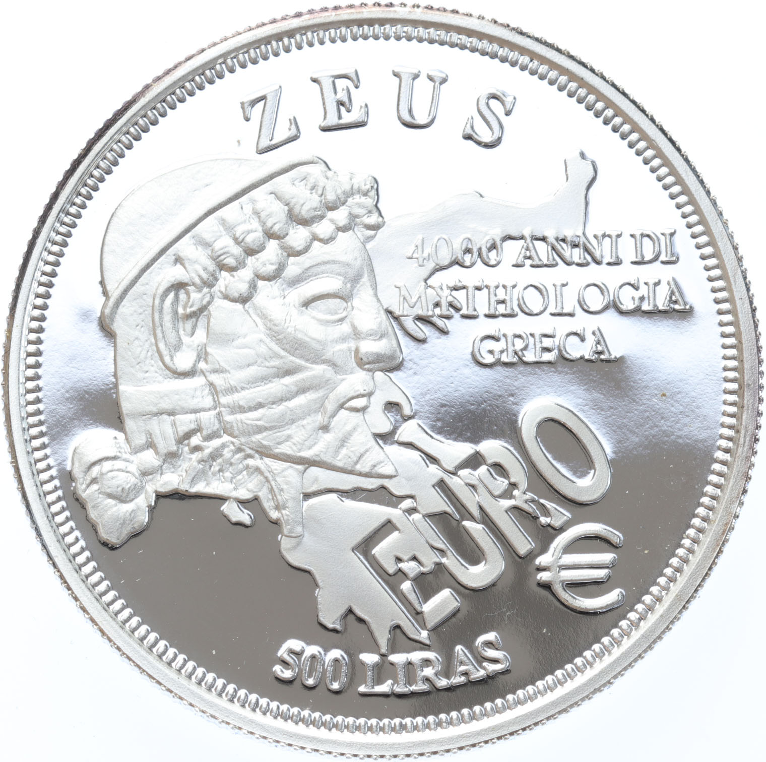 Malta 500 Liras 2000 Zeus silver Proof