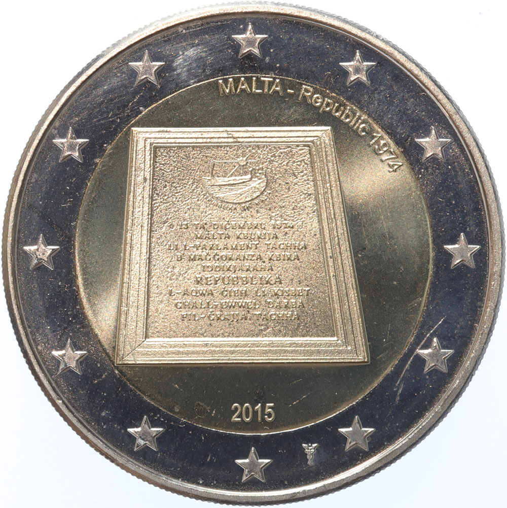 Malta 2 euro 2015b Republiek mmt KNM BU