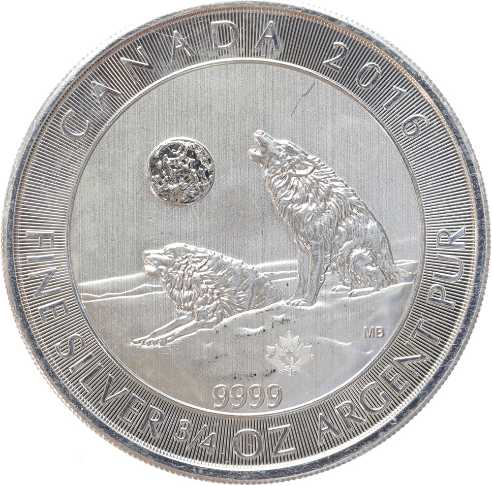 Canada Wildlife Huilende Wolf 2016 3/4 ounce silver