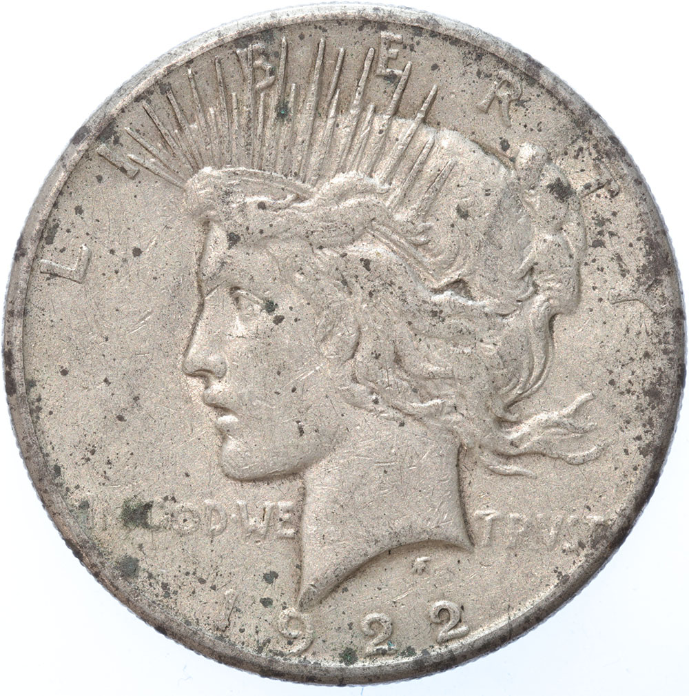 USA Peace 1 Dollar silver 1922s VF+