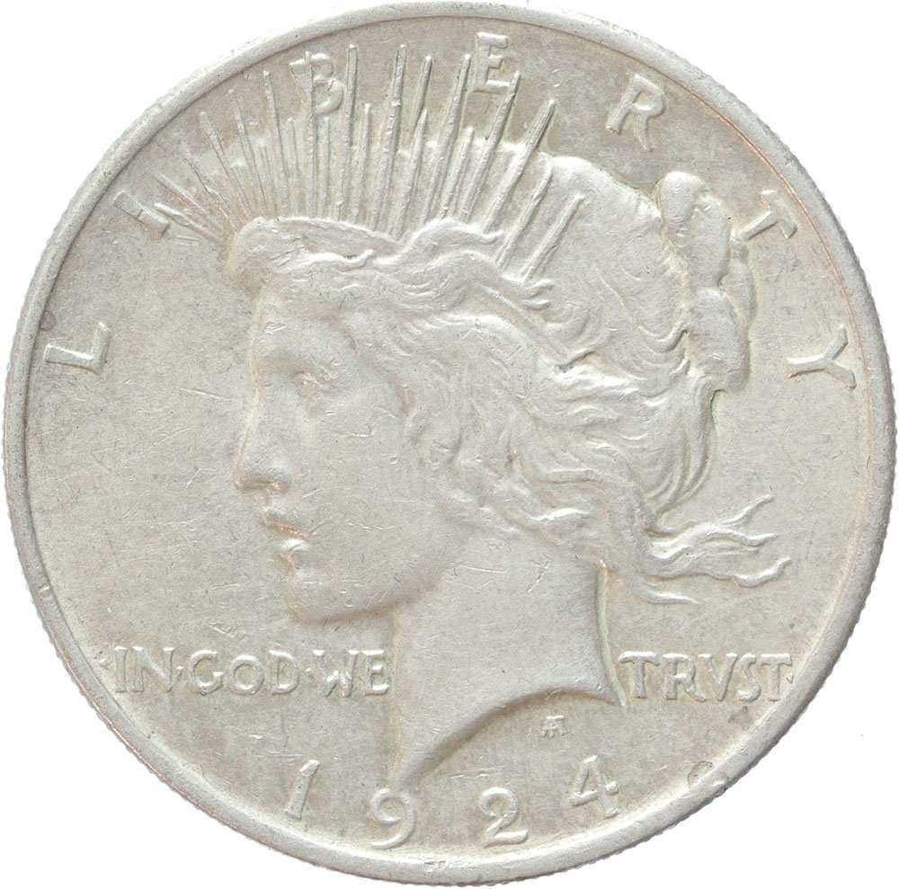 USA Peace 1 Dollar silver 1924 VF+