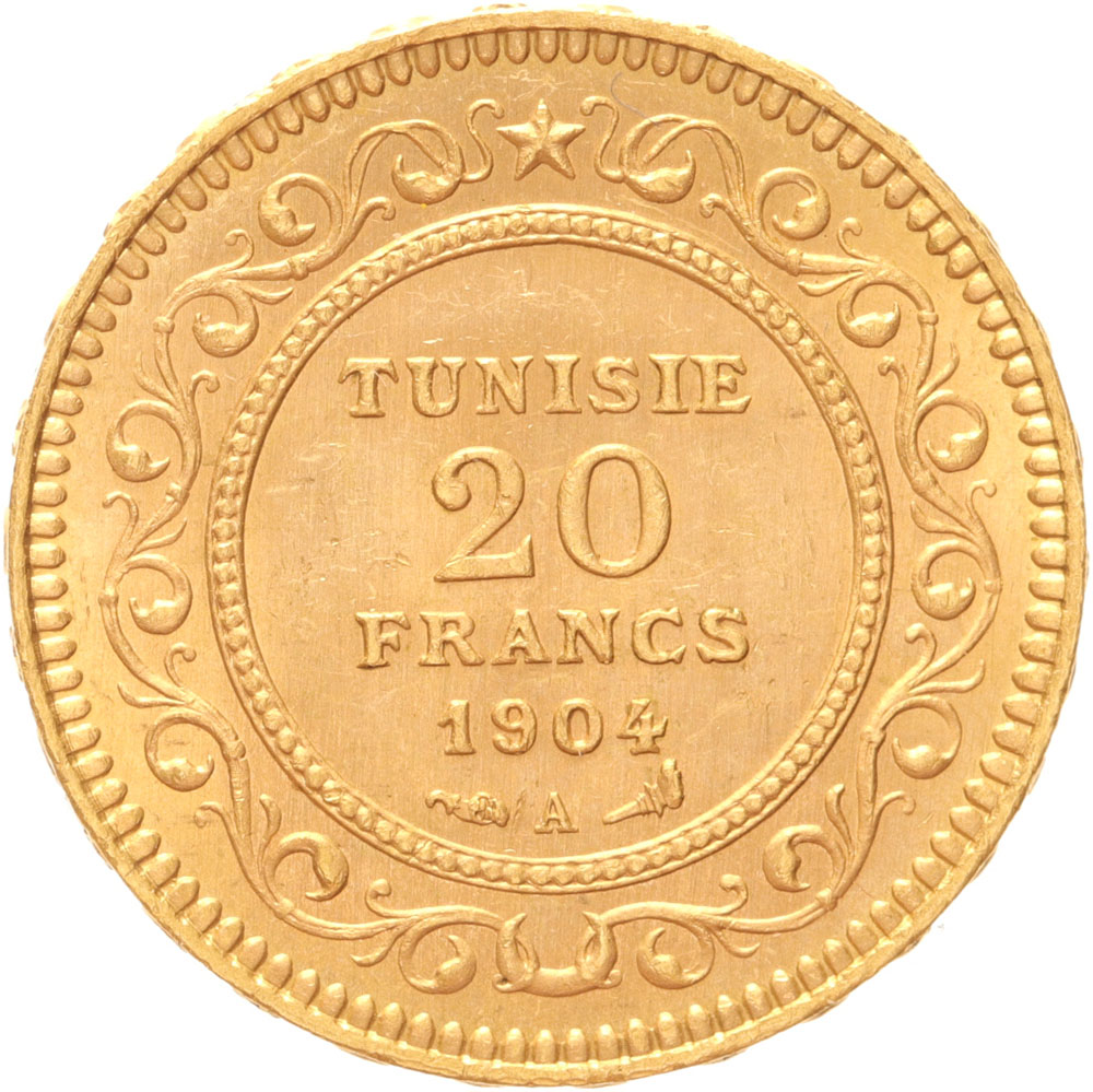 Tunisia 20 francs 1904a