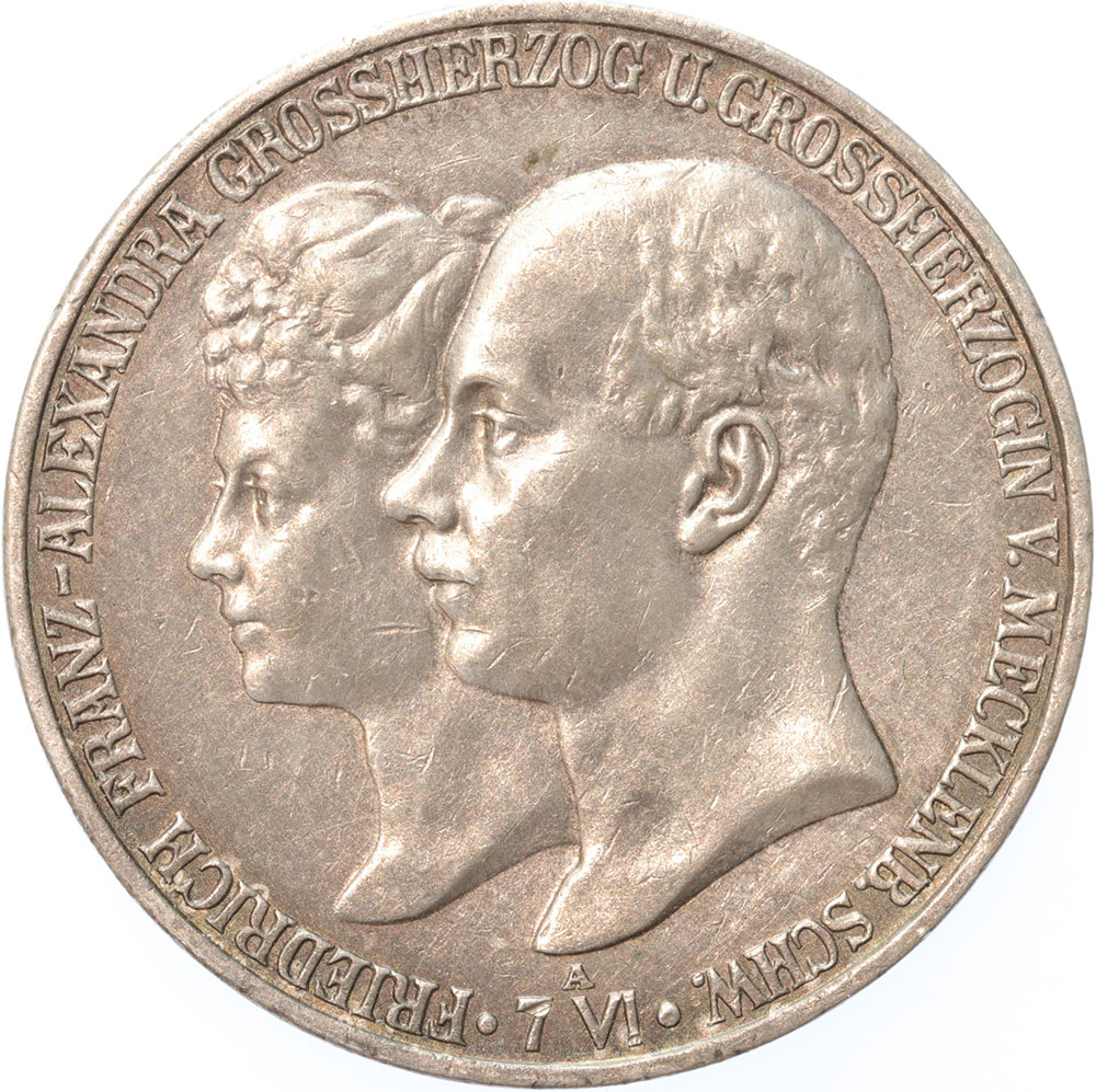 German states Mecklenburg 5 mark 1904 A silver VF+