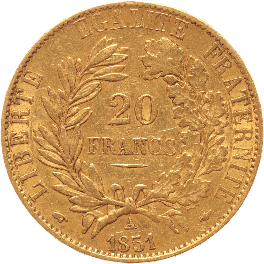 France 20 Francs 1851a