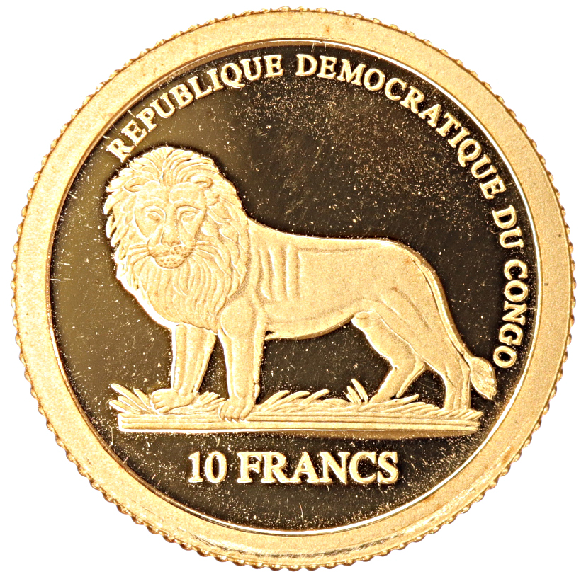 Congo-Kinshasa 10 Francs gold 2006 Mona Lisa proof