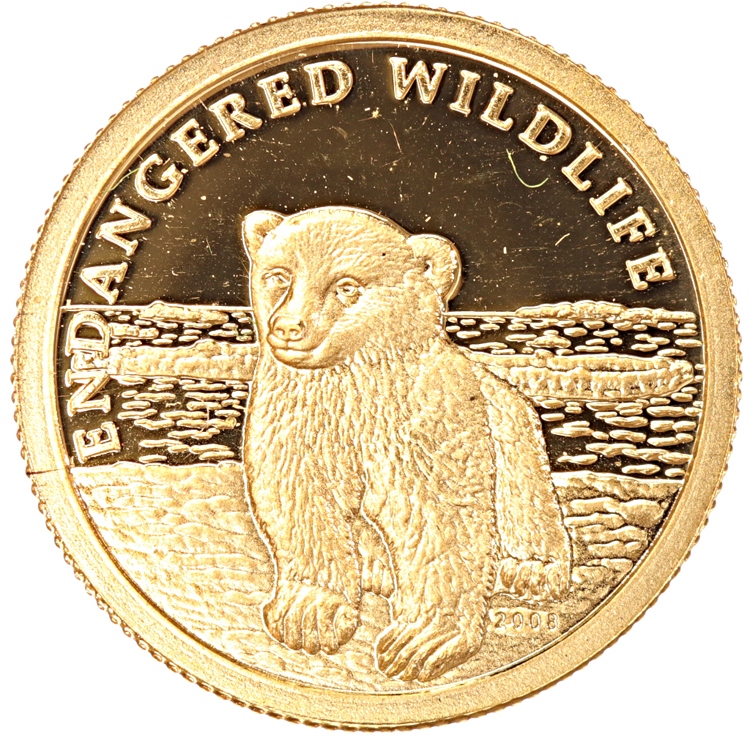 Cook Islands 10 Dollars gold 2008 Endangered Wildlife proof