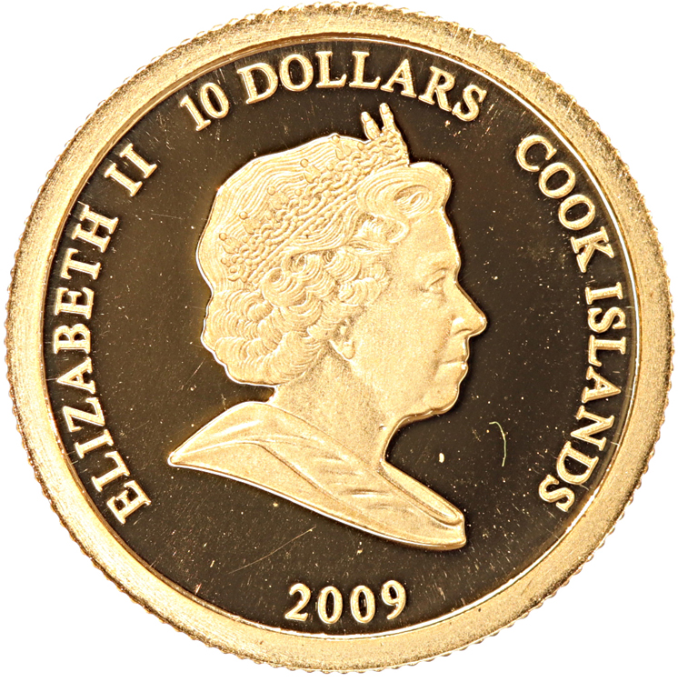 Cook Islands 10 Dollars gold 2009 Knut Hamsun proof