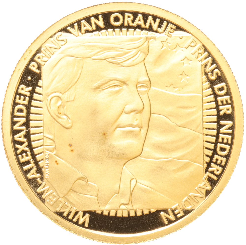 Penning goud Willem-Alexander als Koning. Symbool van Nederland voorbeeld in Europa