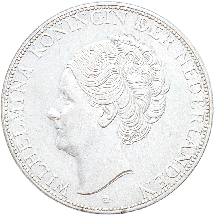 Nederland 2,5 gulden zilver Wilhelmina 500 ex.