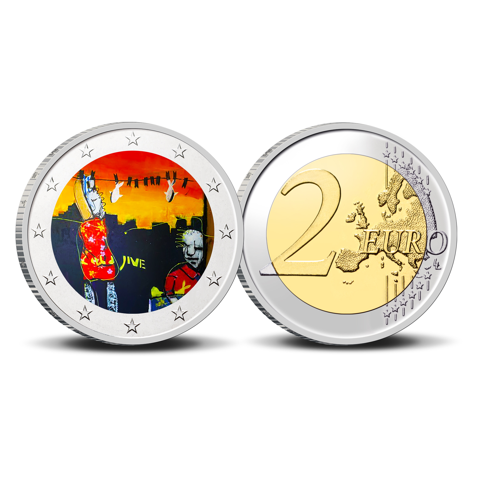 2 Euro munt kleur Herman Brood Cold Jive
