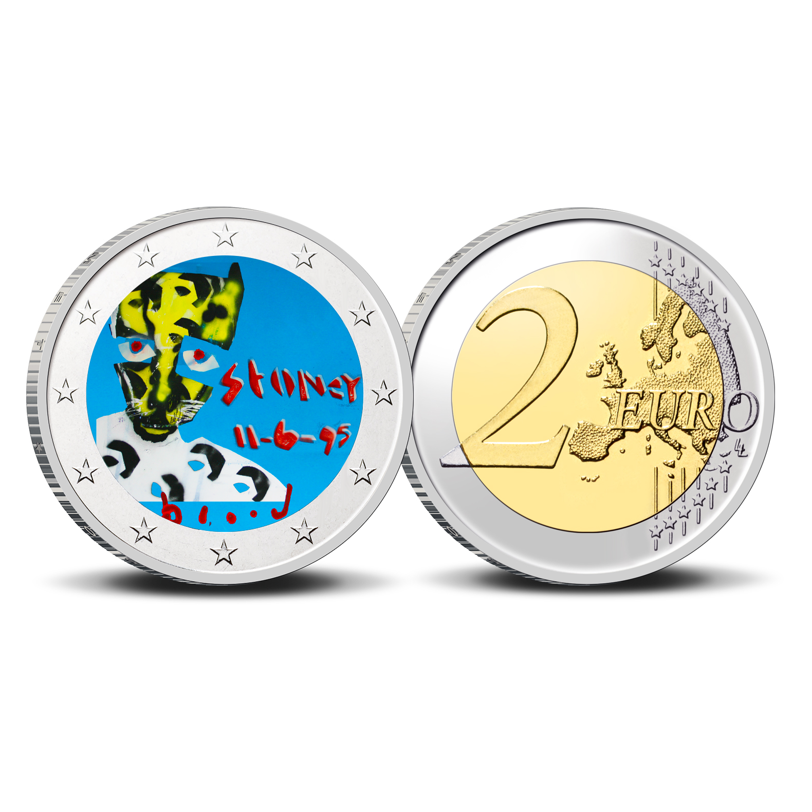 2 Euro munt kleur Herman Brood Stoney