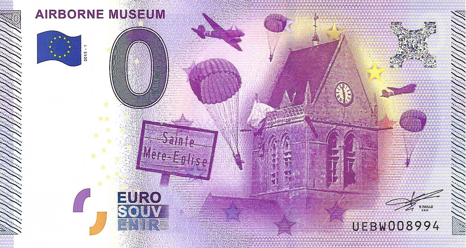 0 Euro biljet Frankrijk 2015 - Airborne Museum