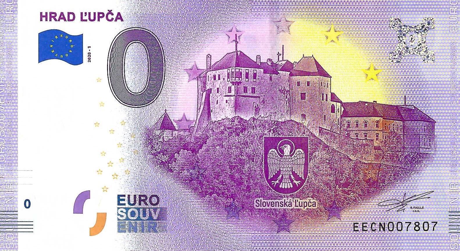 0 Euro biljet Slowakije 2020 - Hrad L'Upca